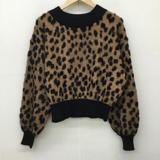 アズールバイマウジー AZUL BY MOUSSY ニット、セーター 長袖 M ヒョウ柄・レオパード柄 黒 / ブラック / X 茶 / ブラウン /  レディース USED 古着 中古 10139617