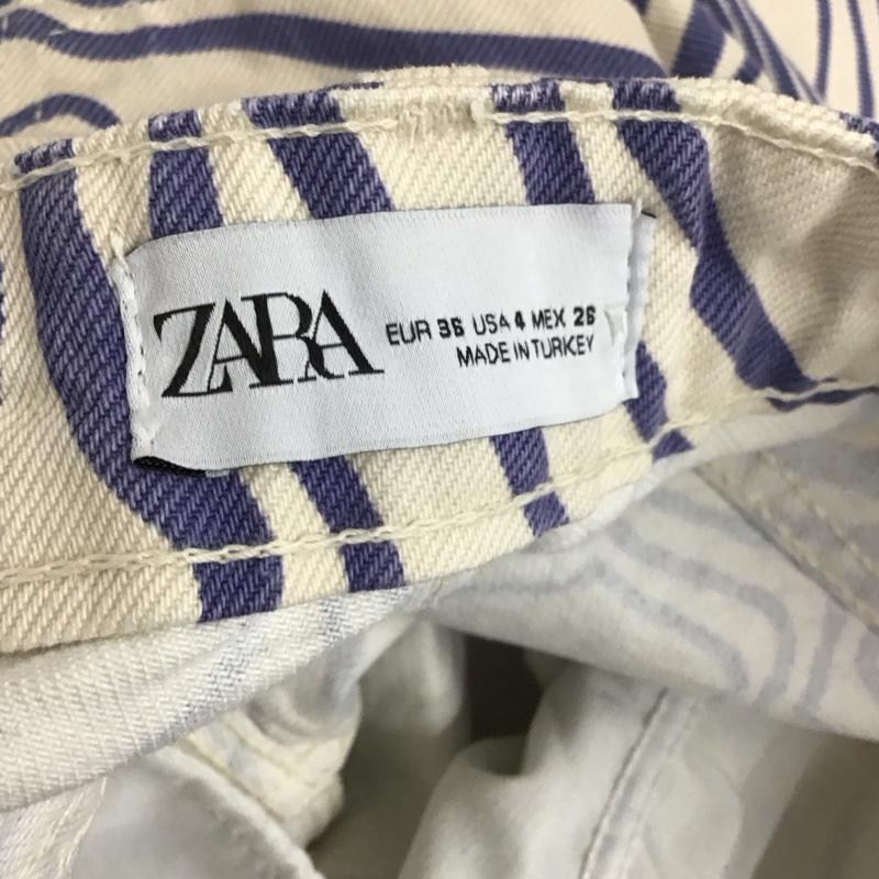 ザラ ZARA パンツ デニム、ジーンズ 6688 043 043 ハイライズ 36 総柄 アイボリー / アイボリー / X 紺 / ネイビー /  レディース USED 古着 中古 10115342