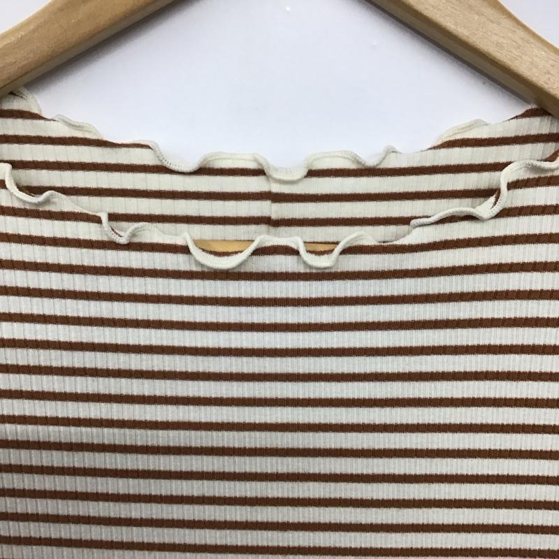ローリーズファーム LOWRYS FARM カットソー 長袖 長袖カットソー ボーダープリントカットソー FREE ボーダー柄 白 / ホワイト / X 茶 / ブラウン /  レディース USED 古着 中古 10142692