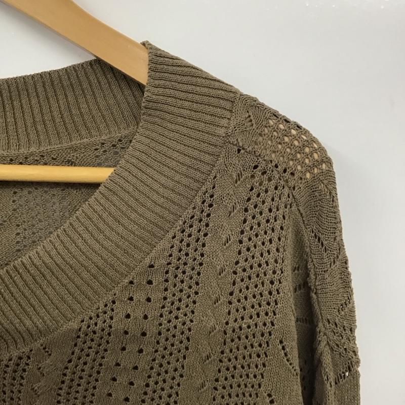 ムルーア MURUA ニット、セーター 長袖 012122602001 ショートシアーニット Vネック FREE 無地 茶 / ブラウン /  レディース USED 古着 中古 10142010