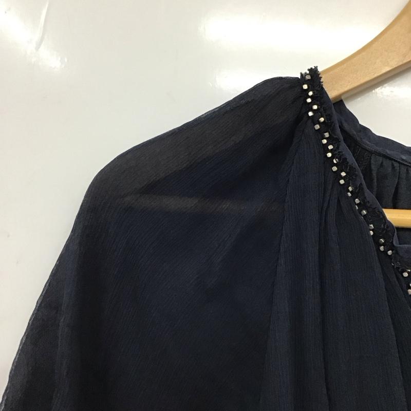 マカフィー MACPHEE カットソー 半袖 プルオーバー シルク 38 無地 紺 / ネイビー /  レディース USED 古着 中古 10133735