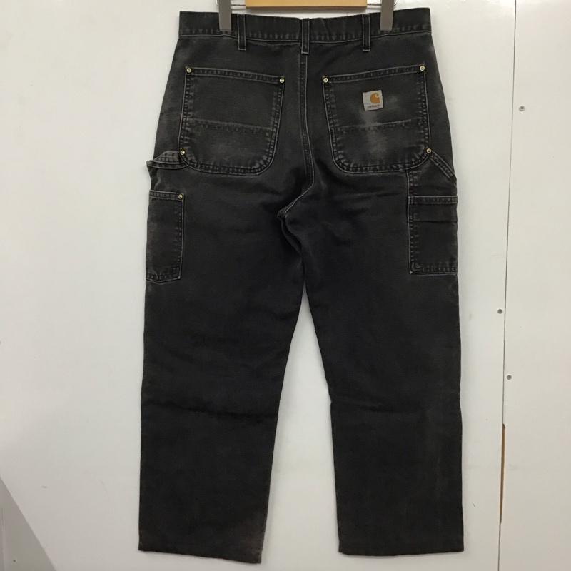 カーハート Carhartt パンツ デニム、ジーンズ デニムパンツ ワイドパンツ カジュアルパンツ 00s ufcw アメリカ製 ダブルニー 33インチ ロゴ、文字 黒 / ブラック /  メンズ USED 古着 中古 10137109