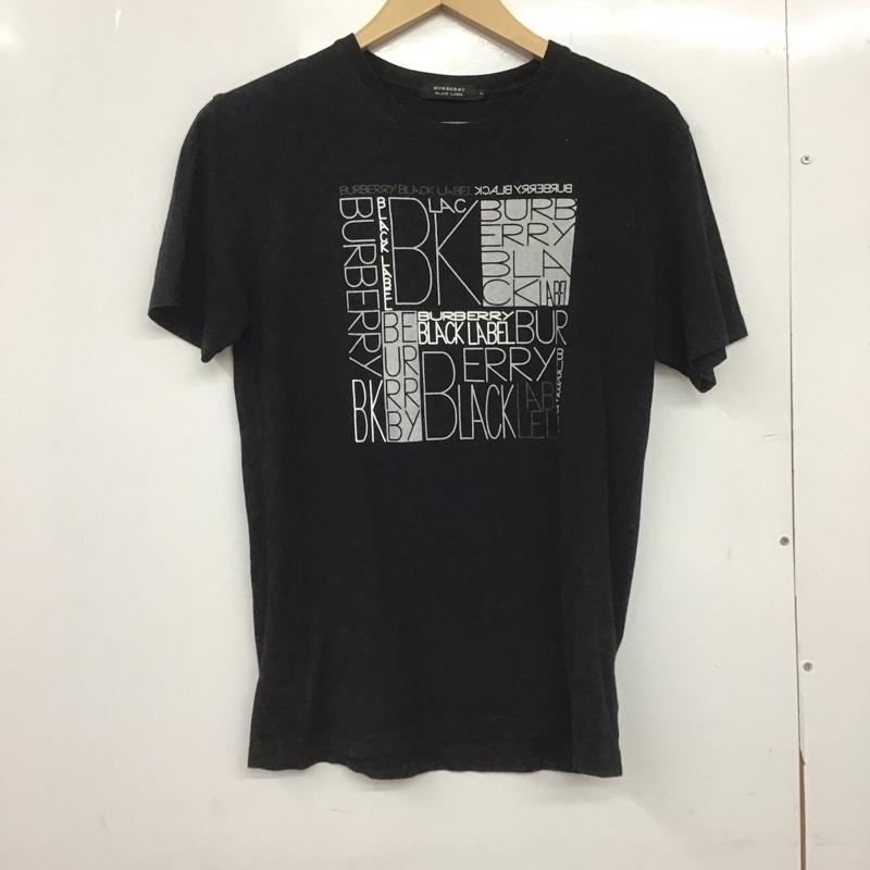 バーバリーブラックレーベル BURBERRY BLACK LABEL Tシャツ 半袖 半袖カットソー プリントTシャツ クルーネックカットソー 2 ロゴ、文字 黒 / ブラック /  メンズ USED 古着 中古 10148254