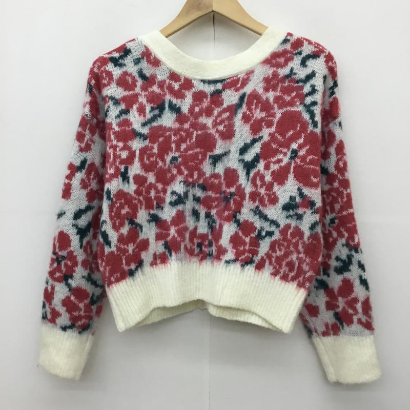 ビス ViS カーディガン 長袖 FREE 花柄 白 / ホワイト / X 桃 / ピンク / X 緑 / グリーン /  レディース USED 古着 中古 10141833