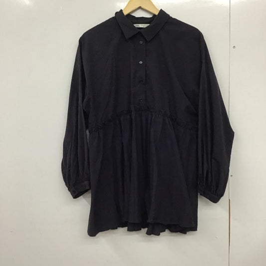 ザラ ZARA シャツ、ブラウス 長袖 長袖シャツ 無地シャツ カラーシャツ フレアシャツ S 無地 紺 / ネイビー /  レディース USED 古着 中古 10132661