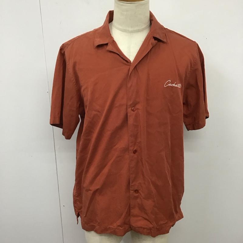カーハート Carhartt シャツ、ブラウス 半袖 半袖シャツ 前ボタンシャツ カジュアルシャツ M ロゴ、文字 橙 / オレンジ /  メンズ USED 古着 中古 10125749