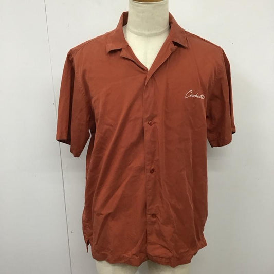 カーハート Carhartt シャツ、ブラウス 半袖 半袖シャツ 前ボタンシャツ カジュアルシャツ M ロゴ、文字 橙 / オレンジ /  メンズ USED 古着 中古 10125749