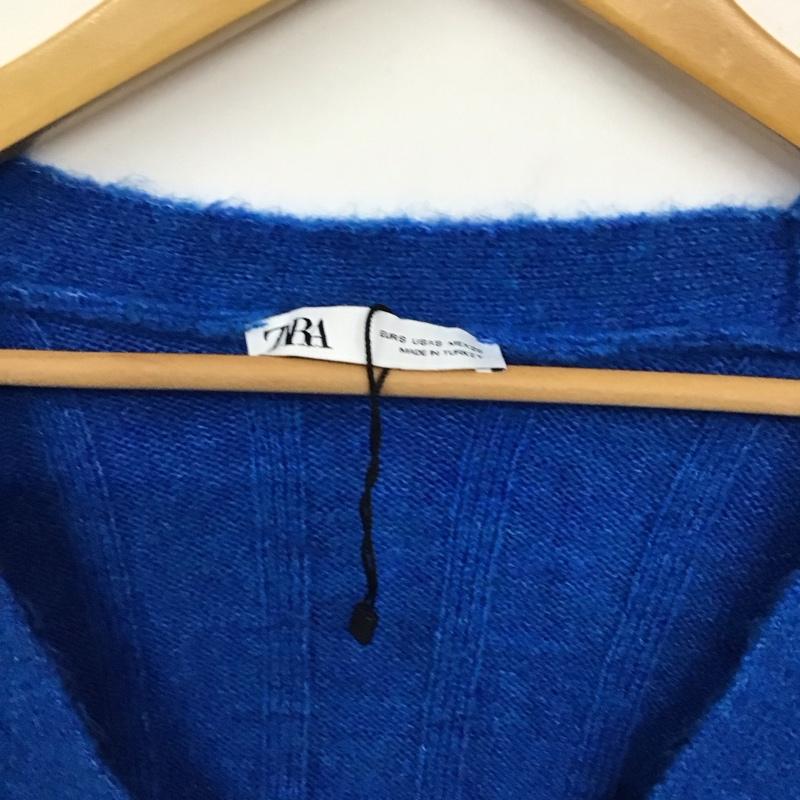 ザラ ZARA カーディガン 長袖 S 無地 青 / ブルー /  レディース USED 古着 中古 10130871