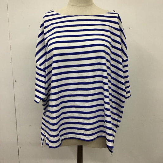 ニコアンド niko and... カットソー 半袖 半袖カットソー プリントTシャツ クルーネックカットソー L ボーダー柄 白 / ホワイト / X 青 / ブルー /  レディース USED 古着 中古 10114332