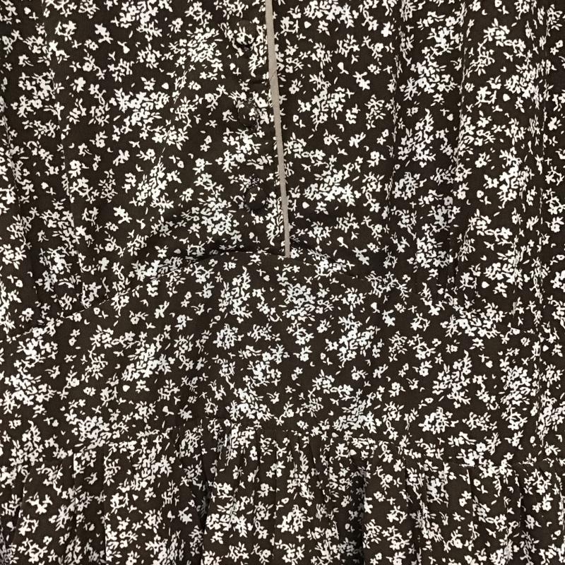 ダブルクローゼット w closet ワンピース ロングスカート Vネック 半袖 花柄 茶 / ブラウン /  レディース USED 古着 中古 10145962