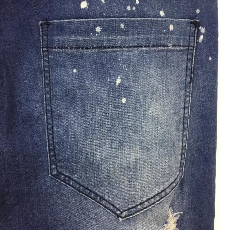 イルシブロンドン ILLUSIVE LONDON パンツ デニム、ジーンズ デニムパンツ スリムパンツ ダメージ加工パンツ ストレッチパンツ XL ダメージ加工 インディゴ / インディゴ /  メンズ USED 古着 中古 10117701