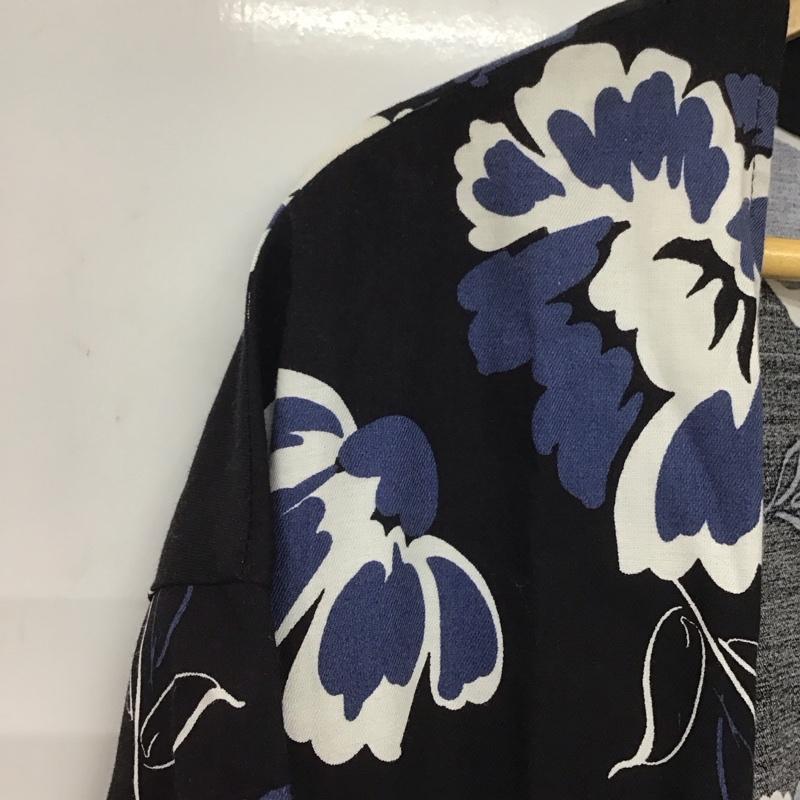 アズールバイマウジー AZUL BY MOUSSY カーディガン 半袖 250CSA30-587D BIG FLOWER GOWN ビッグフラワーガウン S 総柄 X 花柄 黒 / ブラック /  レディース USED 古着 中古 10138094