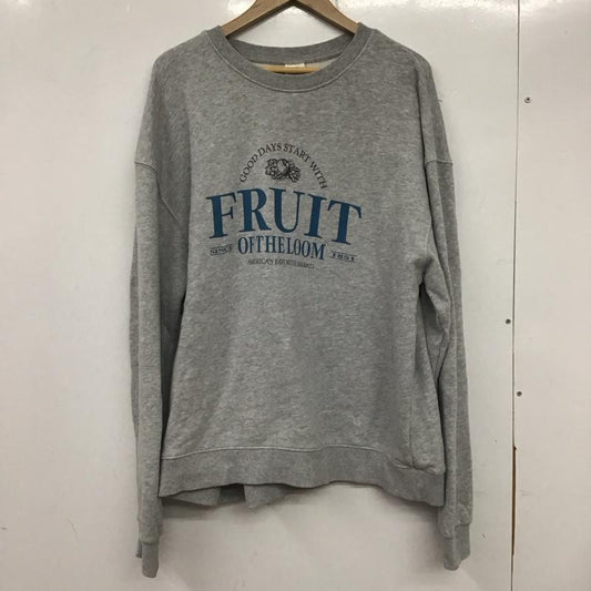 フルーツオブザルーム FRUIT OF THE LOOM トレーナー 長袖 長袖トレーナー スウェット クルーネック プルオーバー L ロゴ、文字 灰 / グレー /  メンズ USED 古着 中古 10134015
