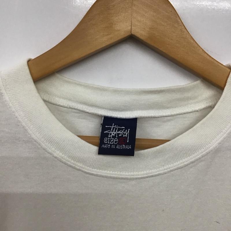 ステューシー STUSSY Tシャツ 半袖 半袖カットソー プリントTシャツ クルーネックカットソー XL プリント 白 / ホワイト /  メンズ USED 古着 中古 10142963