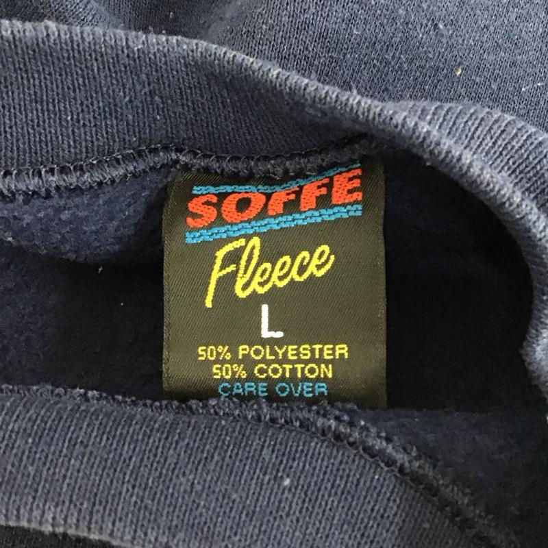 ソフィー SOFFE トレーナー 長袖 長袖トレーナー スウェット クルーネック リブスウェットカットソー L ロゴ、文字 紺 / ネイビー /  メンズ USED 古着 中古 10123760