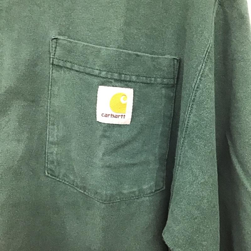 カーハート Carhartt カットソー 長袖 長袖カットソー ヘンリーネックカットソー M ロゴ、文字 緑 / グリーン /  メンズ USED 古着 中古 10149949