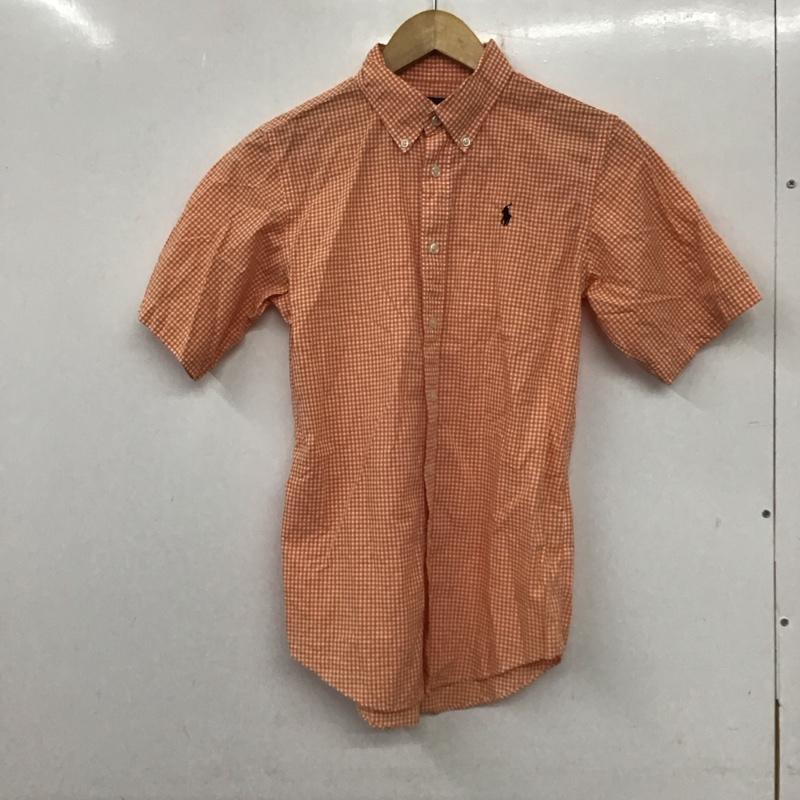ラルフローレン RALPHLAUREN シャツ、ブラウス 半袖 160cm チェック 白 / ホワイト / X 橙 / オレンジ /  ボーイズ USED 古着 中古 10139921