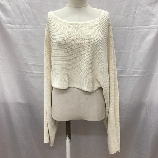 ザラ ZARA ニット、セーター 長袖 3859 116 712 ショート丈 クロップド丈 L 無地 アイボリー / アイボリー /  レディース USED 古着 中古 10118497