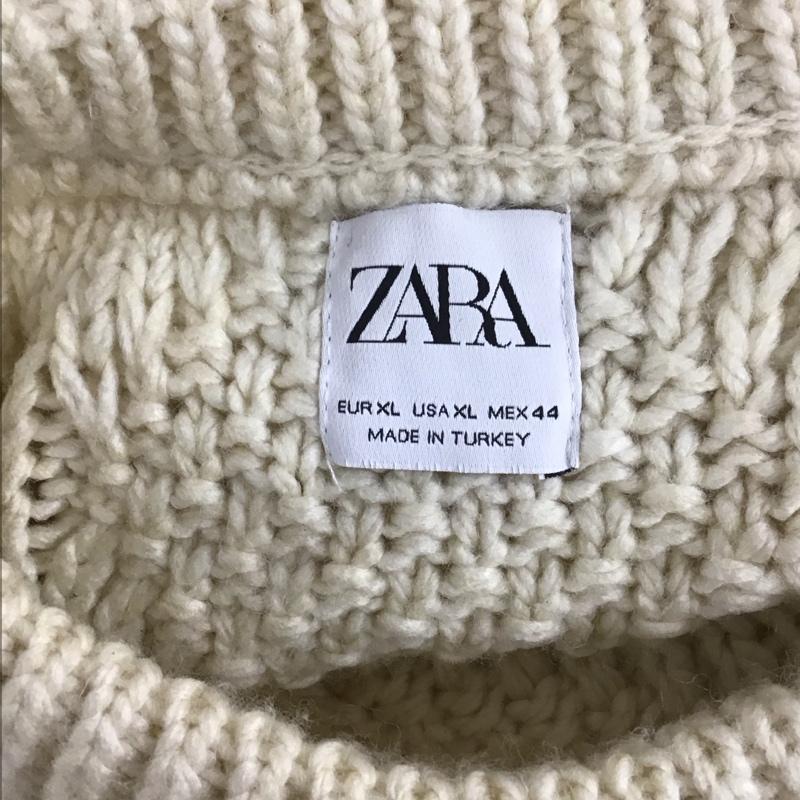 ザラ ZARA ニット、セーター 長袖 6771 313 712 ローゲージ XL  アイボリー / アイボリー / X 黒 / ブラック /  レディース USED 古着 中古 10119609