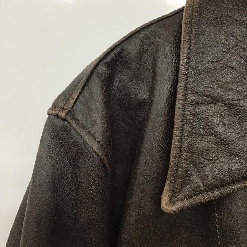 古着 USED ジャケット、上着 ジャンパー、ブルゾン ジップアップジャケット レザージャケット アウター 古着 44 無地 茶 / ブラウン /  メンズ USED 古着 中古 10140785