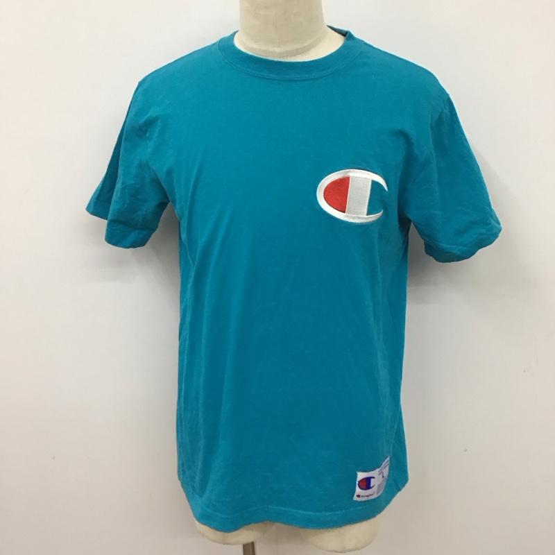 チャンピオン Champion Tシャツ 半袖 C3-F362 クルーネック ビッグロゴ L ワンポイント 青 / ブルー /  メンズ USED 古着 中古 10123520
