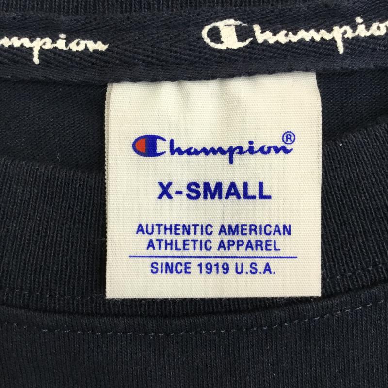 チャンピオン Champion Tシャツ 半袖 C8-M30B XS ロゴ、文字 紺 / ネイビー /  レディース USED 古着 中古 10141336