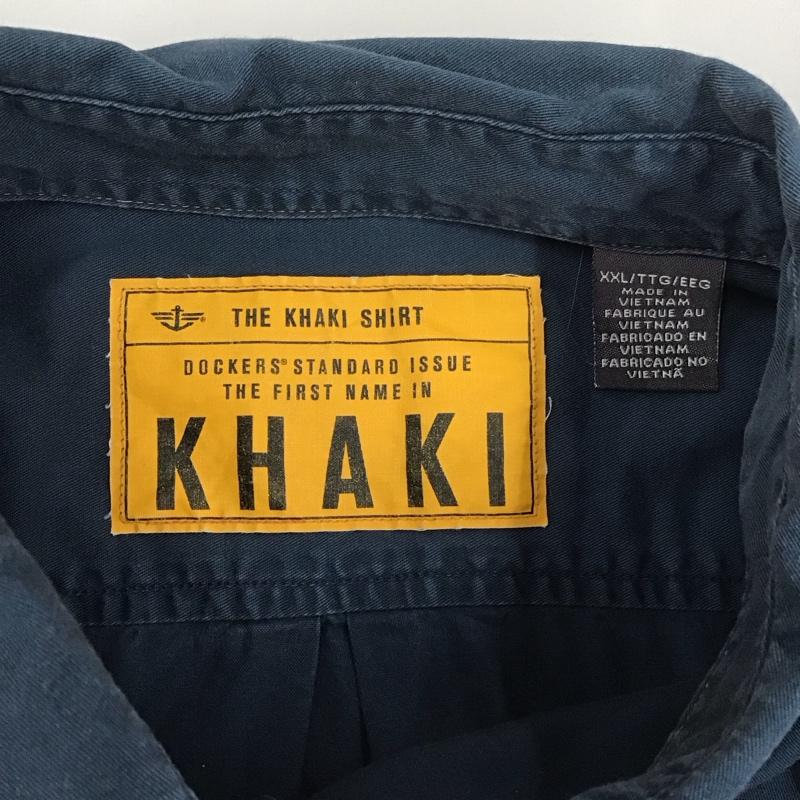 ミリタリー ミリタリー シャツ、ブラウス 長袖 ミリタリーシャツ カジュアルシャツ カーゴシャツ カラーシャツ XXL 無地 紺 / ネイビー /  メンズ USED 古着 中古 10110984