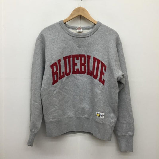 ブルーブルー BLUE BLUE トレーナー 長袖 M ロゴ、文字 灰 / グレー / X 赤 / レッド /  メンズ USED 古着 中古 10136983