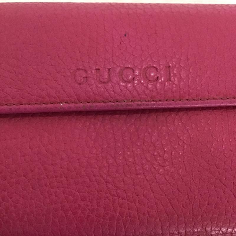 グッチ GUCCI 財布 二つ折り 346057 525040 レザー ロゴ、文字 桃 / ピンク /  レディース USED 古着 中古 10122586