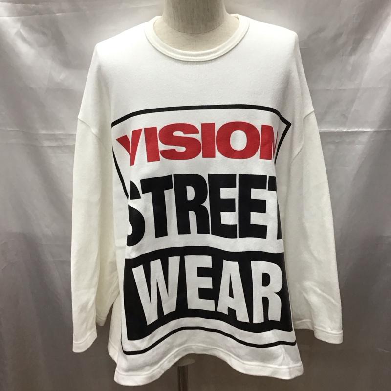ヴィジョン ストリート ウェア VISION STREET WEAR カットソー 長袖 1305721 アンリアレイジ コラボ ZOOMUPLONGT-SHIRT ロンT プリントTシャツ M ロゴ、文字 白 / ホワイト /  メンズ USED 古着 中古 10111813