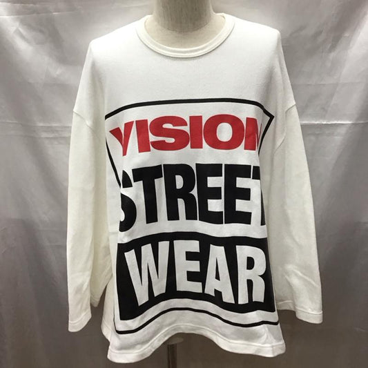 ヴィジョン ストリート ウェア VISION STREET WEAR カットソー 長袖 1305721 アンリアレイジ コラボ ZOOMUPLONGT-SHIRT ロンT プリントTシャツ M ロゴ、文字 白 / ホワイト /  メンズ USED 古着 中古 10111813