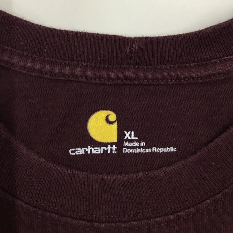 カーハート Carhartt カットソー 長袖 長袖カットソー クルーネックカットソー ロングスリーブカットソー プリントTシャツ XL ロゴ、文字 えんじ / ワインレッド /  メンズ USED 古着 中古 10118678