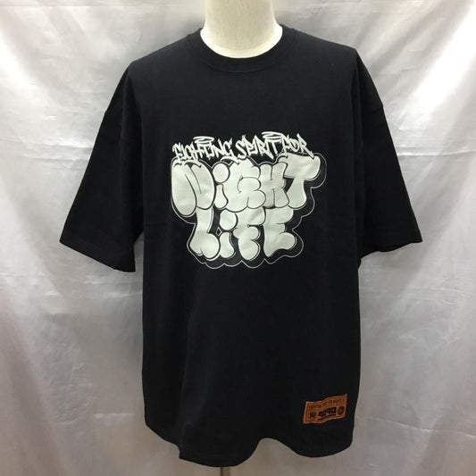 ナインティナインティ 9090 Tシャツ 半袖 半袖カットソー プリントTシャツ クルーネックカットソー XL プリント 黒 / ブラック /  メンズ USED 古着 中古 10121582