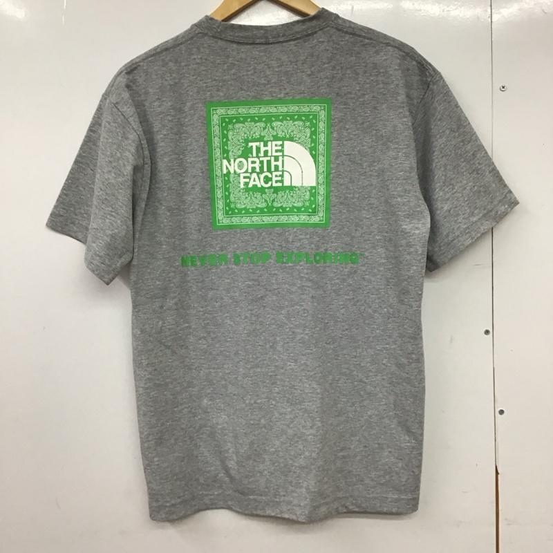 ザノースフェイス THE NORTH FACE Tシャツ 半袖 nt32108 バンダナスクエアロゴ プリントTシャツ L ロゴ、文字 灰 / グレー /  メンズ USED 古着 中古 10150991