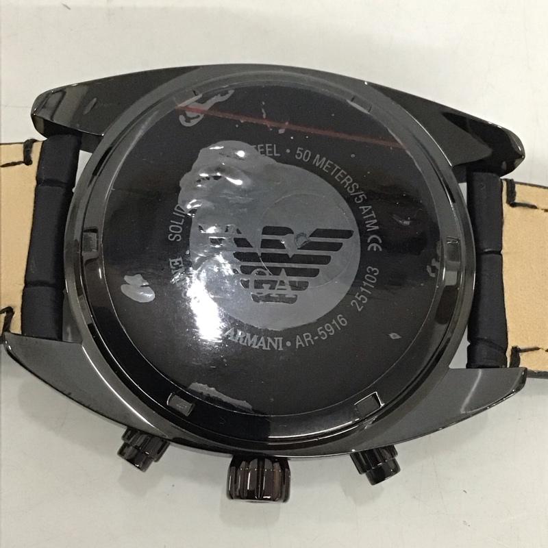 エンポリオアルマーニ EMPORIO ARMANI 腕時計 アナログ（クォーツ式） AR5916 レザーベルト ロゴ、文字 黒 / ブラック / X 紺 / ネイビー /  メンズ USED 古着 中古 10134050
