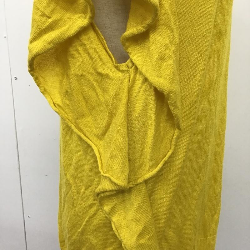 ザラニット ZARA KNIT カットソー 半袖 半袖ニットカットソー クルーネックカットソー 半袖セーター M 無地 黄 / イエロー /  レディース USED 古着 中古 10105850