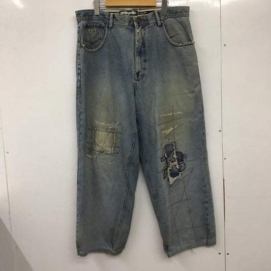 ペレペレ PELLEPELLE パンツ デニム、ジーンズ デニムパンツ ワイドパンツ カジュアルパンツ 36 ロゴ、文字 インディゴ / インディゴ /  メンズ USED 古着 中古 10137035