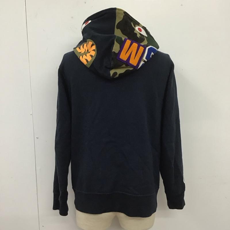 アベイシングエイプ A BATHING APE パーカー 長袖 ジップアップパーカー 長袖パーカー プリントスウェット 1周年 M ロゴ、文字 紺 / ネイビー /  メンズ USED 古着 中古 10107771