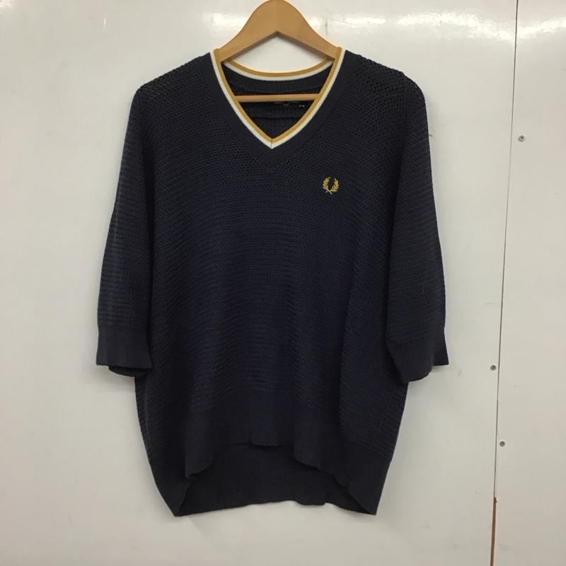 フレッドペリー FRED PERRY ニット、セーター 七分袖 F7211 ドルマンスリーブ Vネック ワンポイント 紺 / ネイビー /  レディース USED 古着 中古 10138690