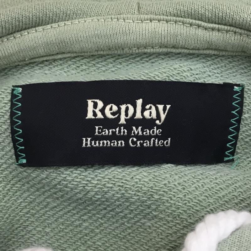 リプレイ REPLAY パーカー 半袖 L ロゴ、文字 緑 / グリーン /  メンズ USED 古着 中古 10110711