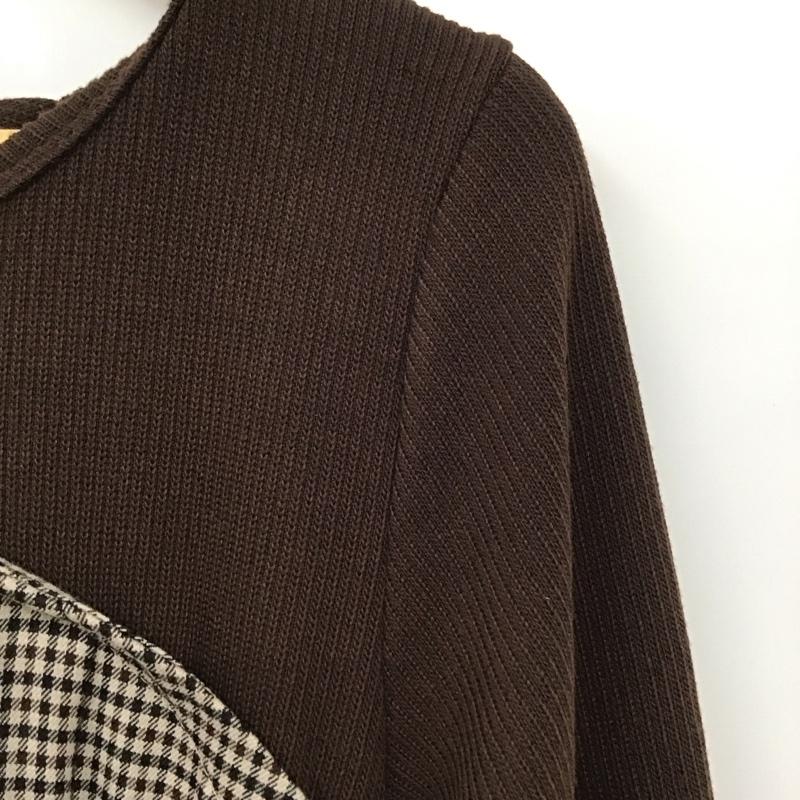 マジェスティックレゴン MAJESTIC LEGON ワンピース ひざ丈スカート 1096061056 チェックドッキングワンピース M 無地 X チェック 茶 / ブラウン /  レディース USED 古着 中古 10130332