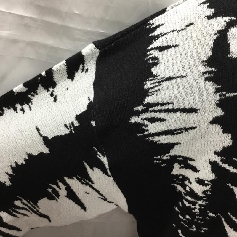 ザラ ZARA ニット、セーター 長袖 長袖ニットカットソー クルーネックカットソー セーター XL 総柄 白 / ホワイト / X 黒 / ブラック /  メンズ USED 古着 中古 10111314
