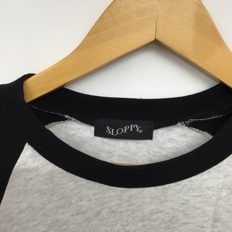 スラッピー SLOPPY カットソー 七分袖 ラグラン FREE ロゴ、文字 黒 / ブラック / X 灰 / グレー /  レディース USED 古着 中古 10149787