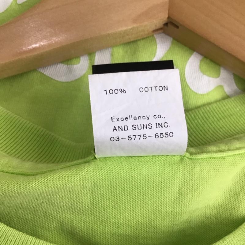アンドサンズ ANDSUNS Tシャツ 半袖 半袖カットソー プリントTシャツ クルーネックカットソー L プリント 黄緑 / イエローグリーン /  メンズ USED 古着 中古 10149931
