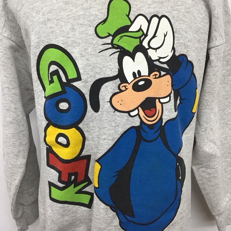 ディズニー Disney トレーナー 長袖 長袖トレーナー スウェット クルーネック リブスウェットカットソー 80s 古着 L プリント 灰 / グレー /  メンズ USED 古着 中古 10124090