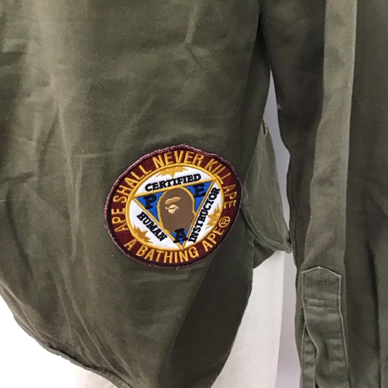 アベイシングエイプ A BATHING APE シャツ、ブラウス 長袖 S 無地 カーキ / カーキ /  メンズ USED 古着 中古 10121844