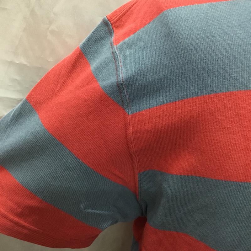 ポロバイラルフローレン Polo by RALPH LAUREN Tシャツ 半袖 クルーネック ワイドボーダー L ワンポイント 灰 / グレー / X 赤 / レッド /  メンズ USED 古着 中古 10115686
