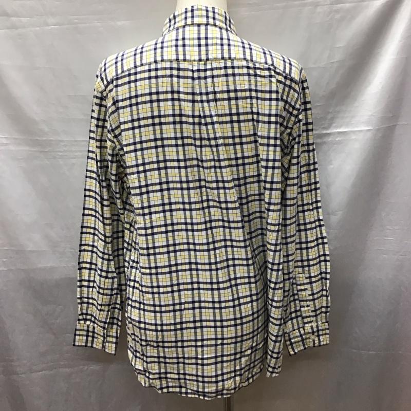 チャップス CHAPS シャツ、ブラウス 長袖 ボタンダウン チェック L ワンポイント 白 / ホワイト / X 紺 / ネイビー / X 黄 / イエロー /  メンズ USED 古着 中古 10118379