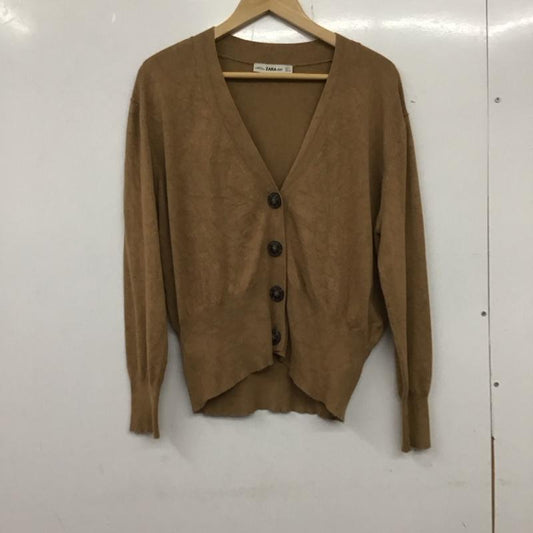 ザラ ZARA カーディガン 長袖 L 無地 茶 / ブラウン /  レディース USED 古着 中古 10133661