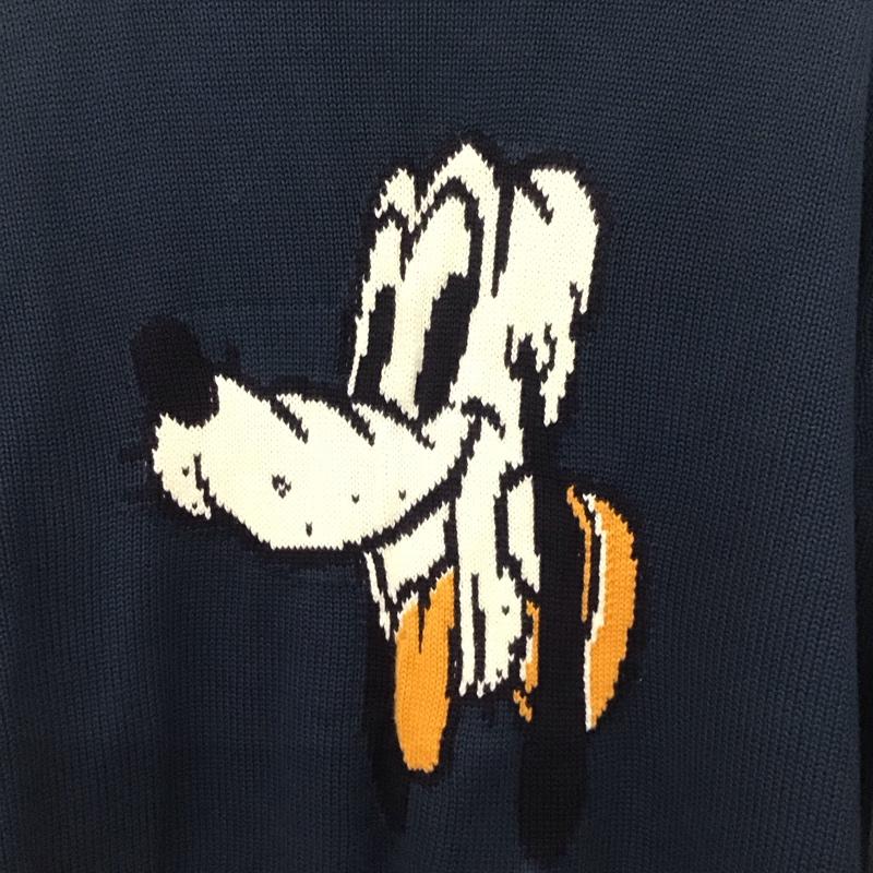ザラ ZARA カーディガン 長袖 5755 316 400 Disney プルート Vネック L キャラクター 紺 / ネイビー /  メンズ USED 古着 中古 10140233